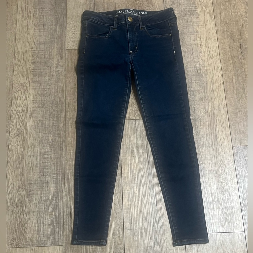American Eagle Jeans Women’s 2 Short Jeggin Blue Super Stretch Denim Mid Rise